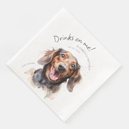 Serviette En Papier Boissons Sur Moi Dachshund Aquarelle Amusant chien (Coin)