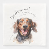 Serviette En Papier Boissons Sur Moi Dachshund Aquarelle Amusant chien (Devant)