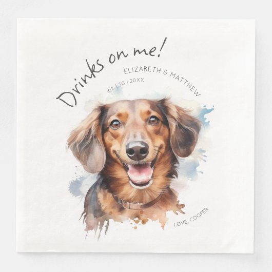 Serviette En Papier Boissons Sur Moi Dachshund Aquarelle Amusant chien (Devant)
