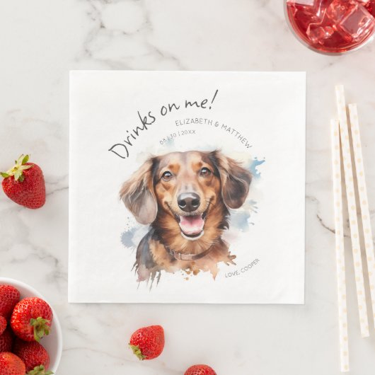 Serviette En Papier Boissons Sur Moi Dachshund Aquarelle Amusant chien (En situation)