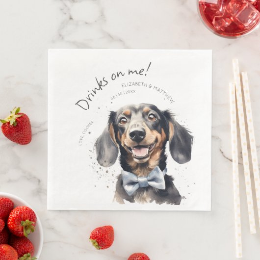 Serviette En Papier Boissons Sur Moi Dachshund Aquarelle Amusant chien (En situation)