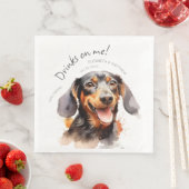 Serviette En Papier Boissons Sur Moi Dachshund Aquarelle Amusant chien (En situation)