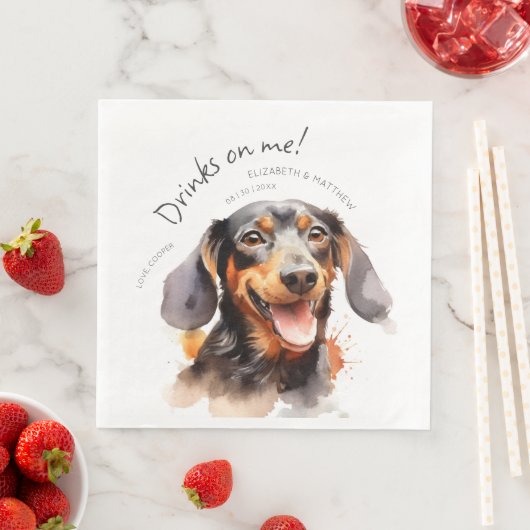 Serviette En Papier Boissons Sur Moi Dachshund Aquarelle Amusant chien (En situation)