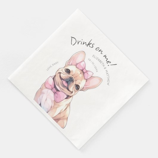 Serviette En Papier Boissons Sur Moi French Bulldog Aquarelle Chien Am (Coin)