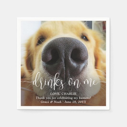 Serviette En Papier Boissons sur moi mignon chien amusant Mariage phot (Devant)