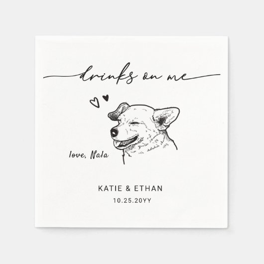 Serviette En Papier Boissons sur moi Moderne Cute Pet Croquis Chien Ma (Devant)