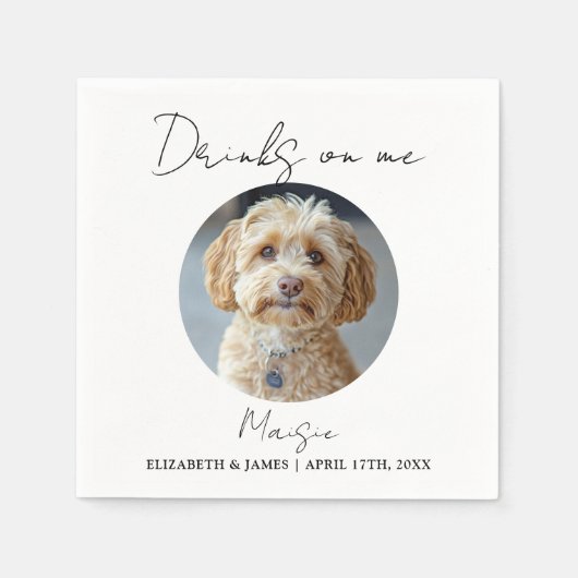 Serviette En Papier Boissons Sur Moi Pet Chien Photo Mariage (Devant)