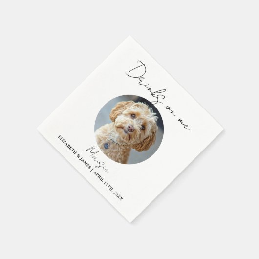 Serviette En Papier Boissons Sur Moi Pet Chien Photo Mariage (Coin)