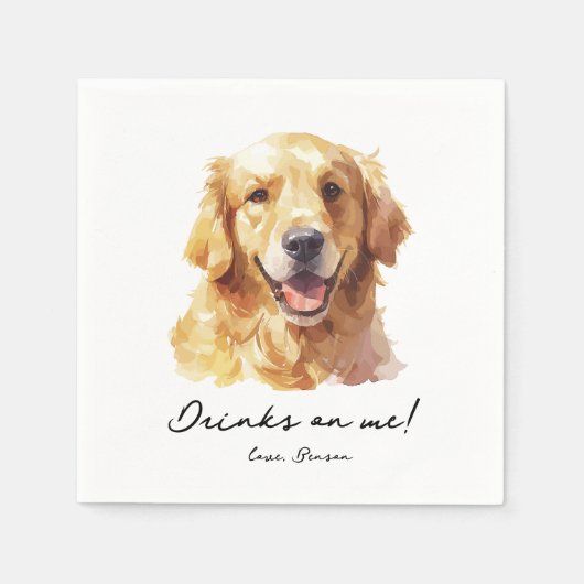 Serviette En Papier Boissons sur moi Pet Golden Retriever Mariage serv (Devant)