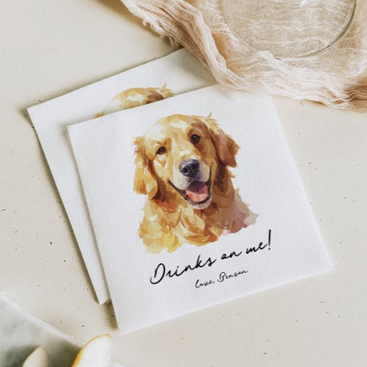 Serviette En Papier Boissons sur moi Pet Golden Retriever Mariage serv