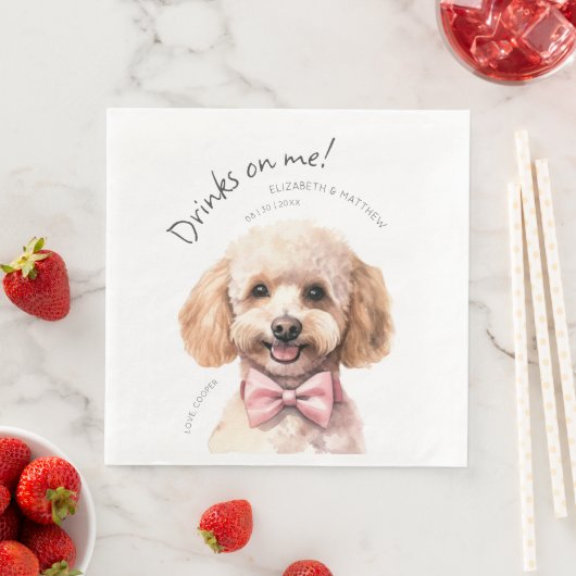 Serviette En Papier Boissons Sur Moi Poodle Aquarelle Fun Chien Animau (En situation)