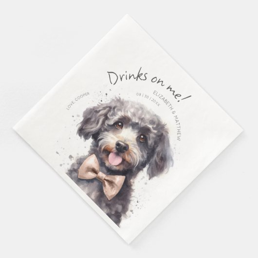 Serviette En Papier Boissons Sur Moi Poodle Aquarelle Fun Chien Animau (Coin)