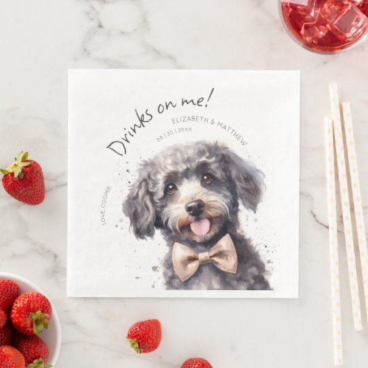 Serviette En Papier Boissons Sur Moi Poodle Aquarelle Fun Chien Animau (En situation)