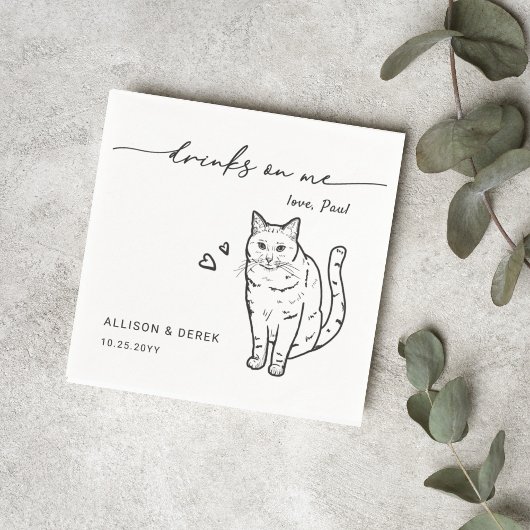 Serviette En Papier Boissons sur moi Script mignon Mariage de chat ani