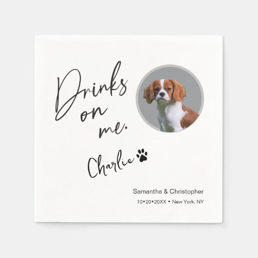 Serviette En Papier Boissons sur moi Script Photo Fun Mariage personna (Devant)