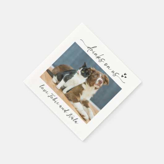 Serviette En Papier Boissons sur nous Chien Chat Photo Réception Cockt (Coin)