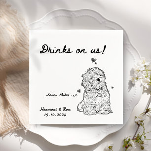 Serviette En Papier Boissons Sur Nous Chien Personnalisé Simple Mariag