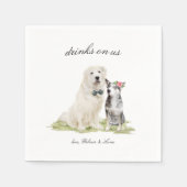 Serviette En Papier Boissons Sur Nous | Cute Mariage chien animal (Devant)