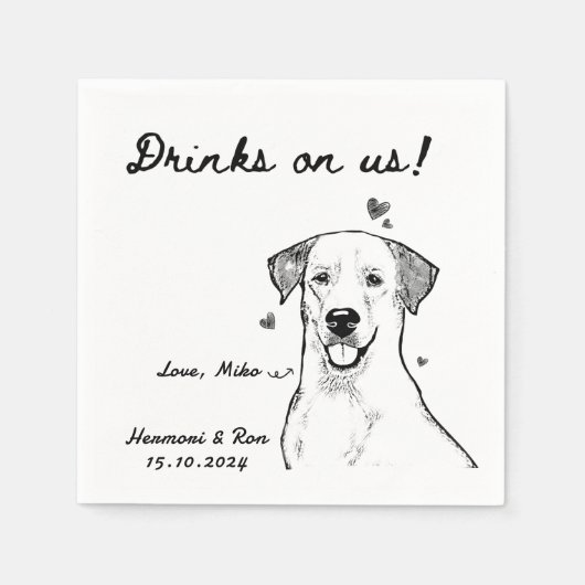 Serviette En Papier Boissons Sur Nous Dessiné Drôle Chien Simple Maria (Devant)