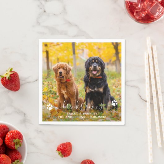 Serviette En Papier Boissons Sur Nous Open Bar Chien Photo Animaux Mar (En situation)