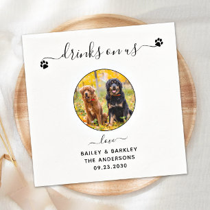 Serviette En Papier Boissons Sur Nous Open Bar Custom Chien Photo Mari