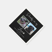 Serviette En Papier Boissons Sur Nous Pet Photo Mariage Calligraphie (Coin)