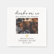 Boissons sur nous Pet Photo Mariage Napkin