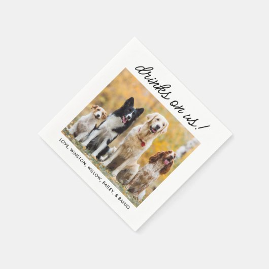 Serviette En Papier Boissons Sur Nous Simple Photo Mignonne Fun Chien  (Coin)