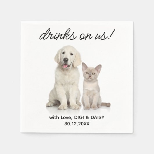 Serviette En Papier Boissons Sur Nous Simple Photo Mignonne Fun Chien  (Devant)