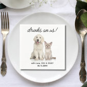 Serviette En Papier Boissons Sur Nous Simple Photo Mignonne Fun Chien 