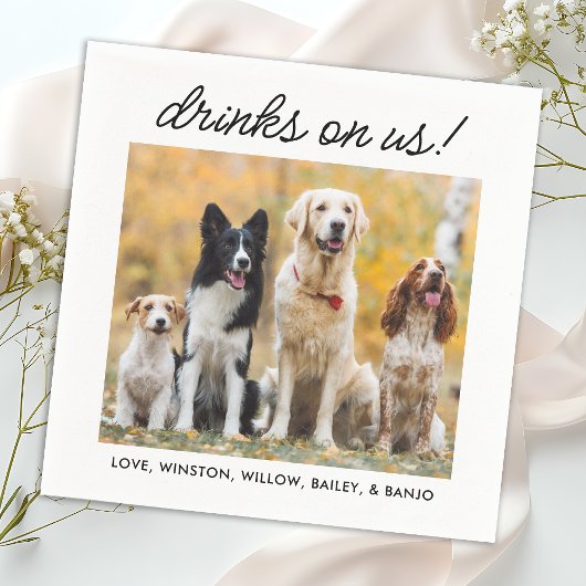 Serviette En Papier Boissons Sur Nous Simple Photo Mignonne Fun Chien 