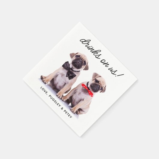 Serviette En Papier Boissons Sur Nous Simple Photo Mignonne Fun Chien (Coin)