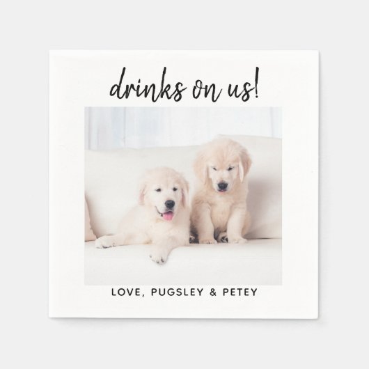 Serviette En Papier Boissons Sur Nous Simple Photo Mignonne Fun Chien (Devant)