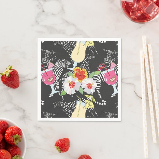 Serviette En Papier Boissons Tropicales Avec Animaux (En situation)