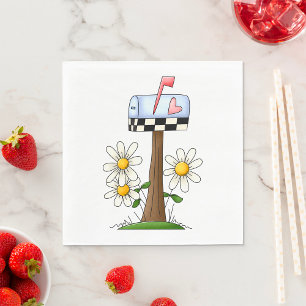 Serviette En Papier Boîte aux lettres avec marguerites et drapeau en f