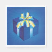 Serviette En Papier Boîte cadeau bleu avec ruban jaune et Aqua (Devant)