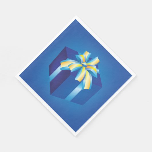 Serviette En Papier Boîte cadeau bleu avec ruban jaune et Aqua (Coin)