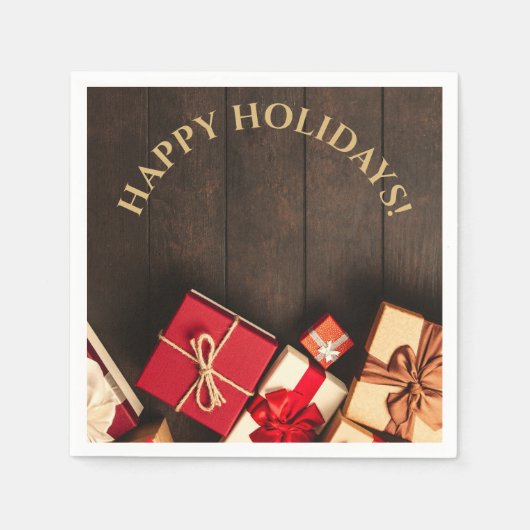 Serviette En Papier Boîte cadeau rustique, Noël (Devant)