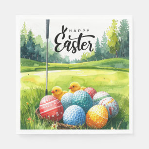 Serviette En Papier Boîte de balles de golf et œufs de Pâques parcours