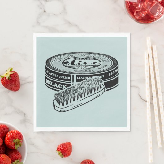 Serviette En Papier Boite de cirage à chaussures noires (En situation)