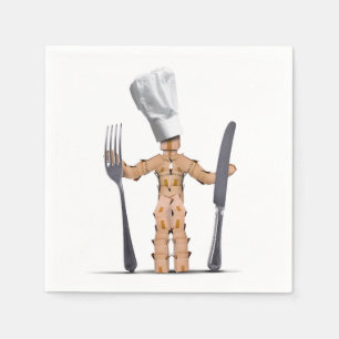 Serviette En Papier Boîtier de chef caractère avec couverts