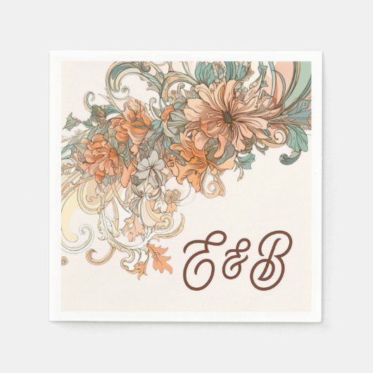 Serviette En Papier Boîtier Mariage Art Nouveau (Devant)