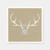 Serviette En Papier Boitiers blancs et Mariage Brown rustique (Devant)