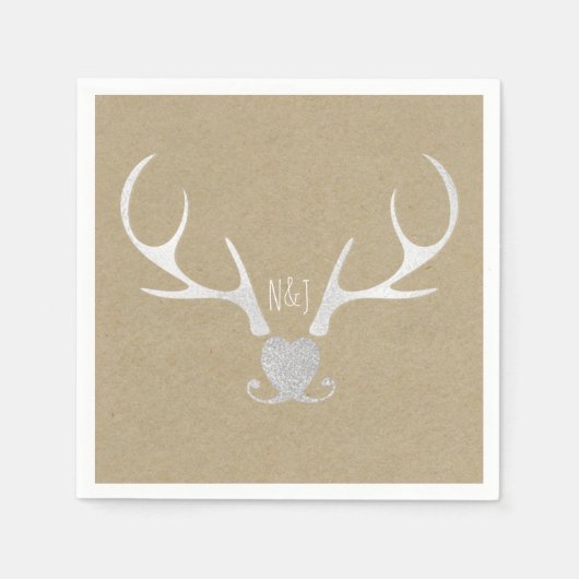 Serviette En Papier Boitiers blancs et Mariage Brown rustique (Devant)