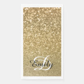 Serviette En Papier Bokeh Gold Parties scintillant Monogramme noir et  (Devant)