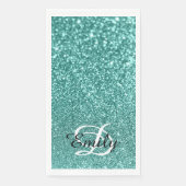 Serviette En Papier Bokeh Parties scintillant Turquoise Lumière Monogr (Devant)