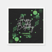 Serviette En Papier Bokeh vert moderne dégradé noir Joyeux anniversair (Devant)