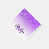 Serviette En Papier Bokeh Violet Parties scintillant Blanc Ombre Monog (Coin)