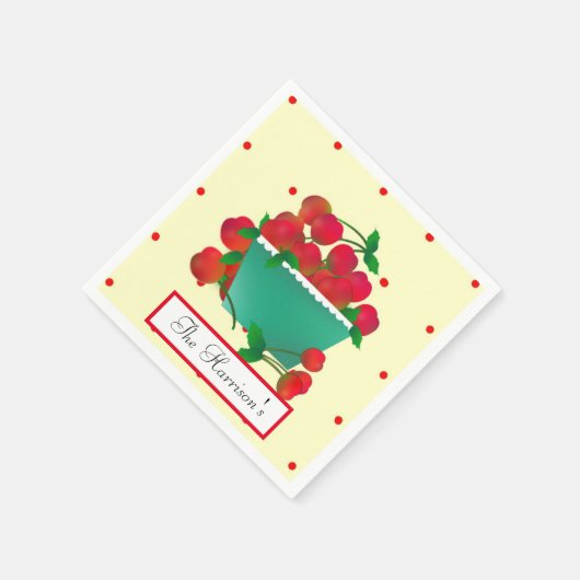 Serviette En Papier Bol de cerises en papier serviettes (Coin)