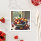 Serviette En Papier Bol de fruit sur table peinture à l'huile classiqu (En situation)